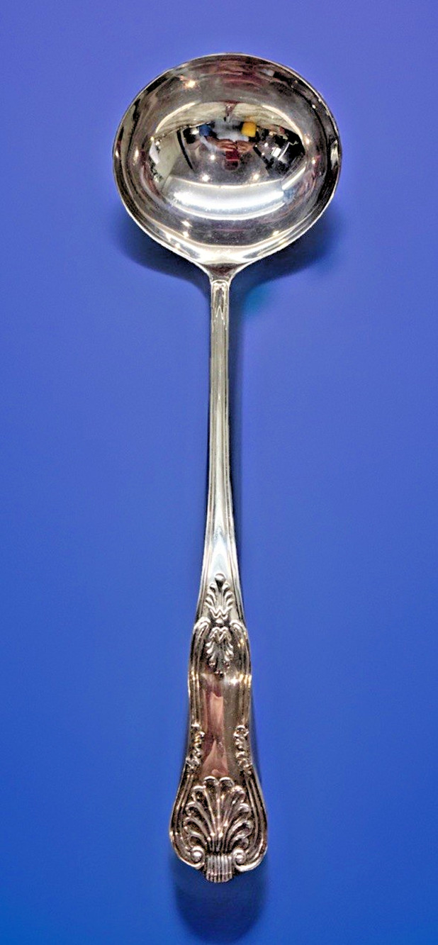 Vintage Sheffield Silverplate Kings Pattern Punch Ladle 12.25” Victorian Era L3